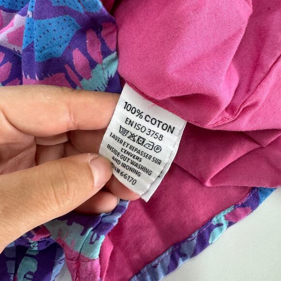 Kahindo Romper Womens Medium Blue Pink Printed Kisumu V Neck Cotton - Picture 7 of 13